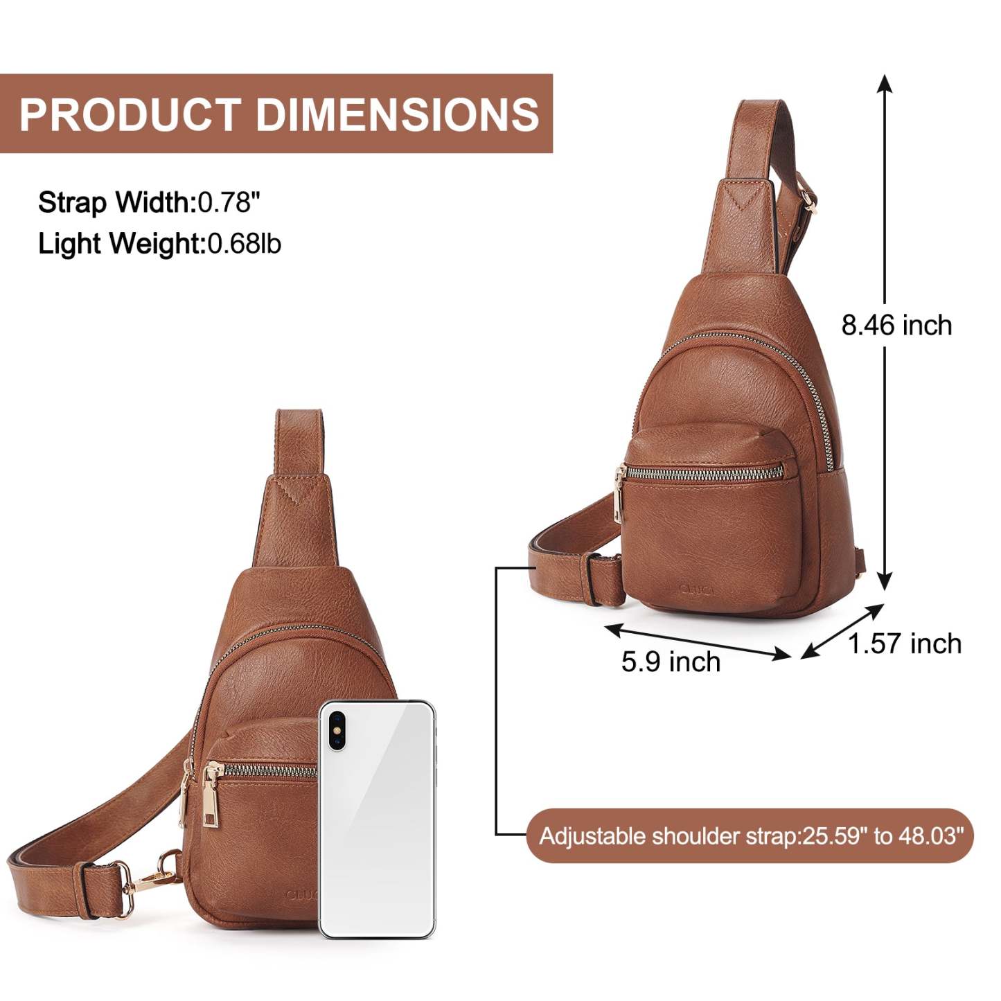 Small Sling Bag Leather Crossbody Fanny Packs Trendy Women's Chest Bag