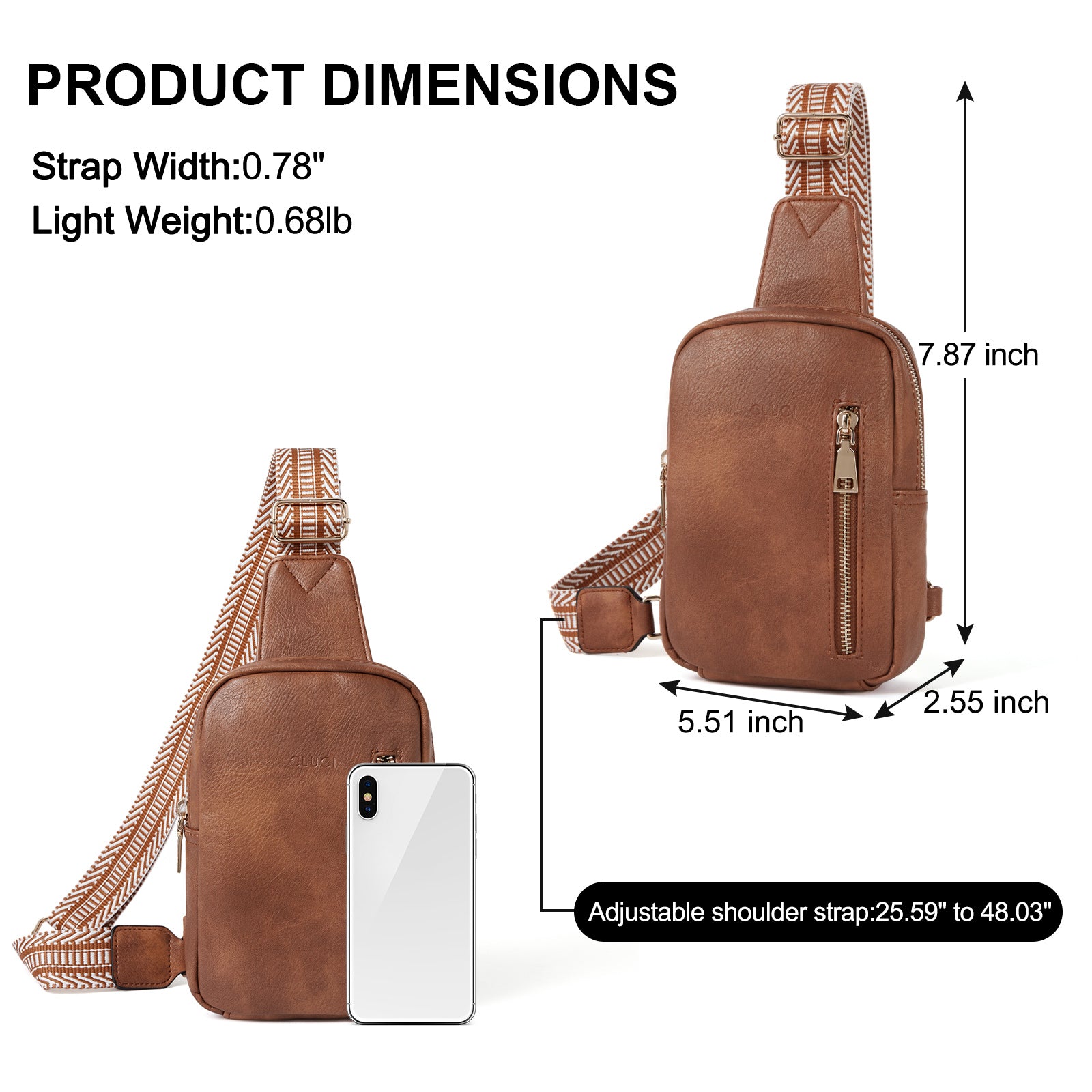 Small Vegan Leather Sling Bag for Women  Crossbody Chest Bags Trendy