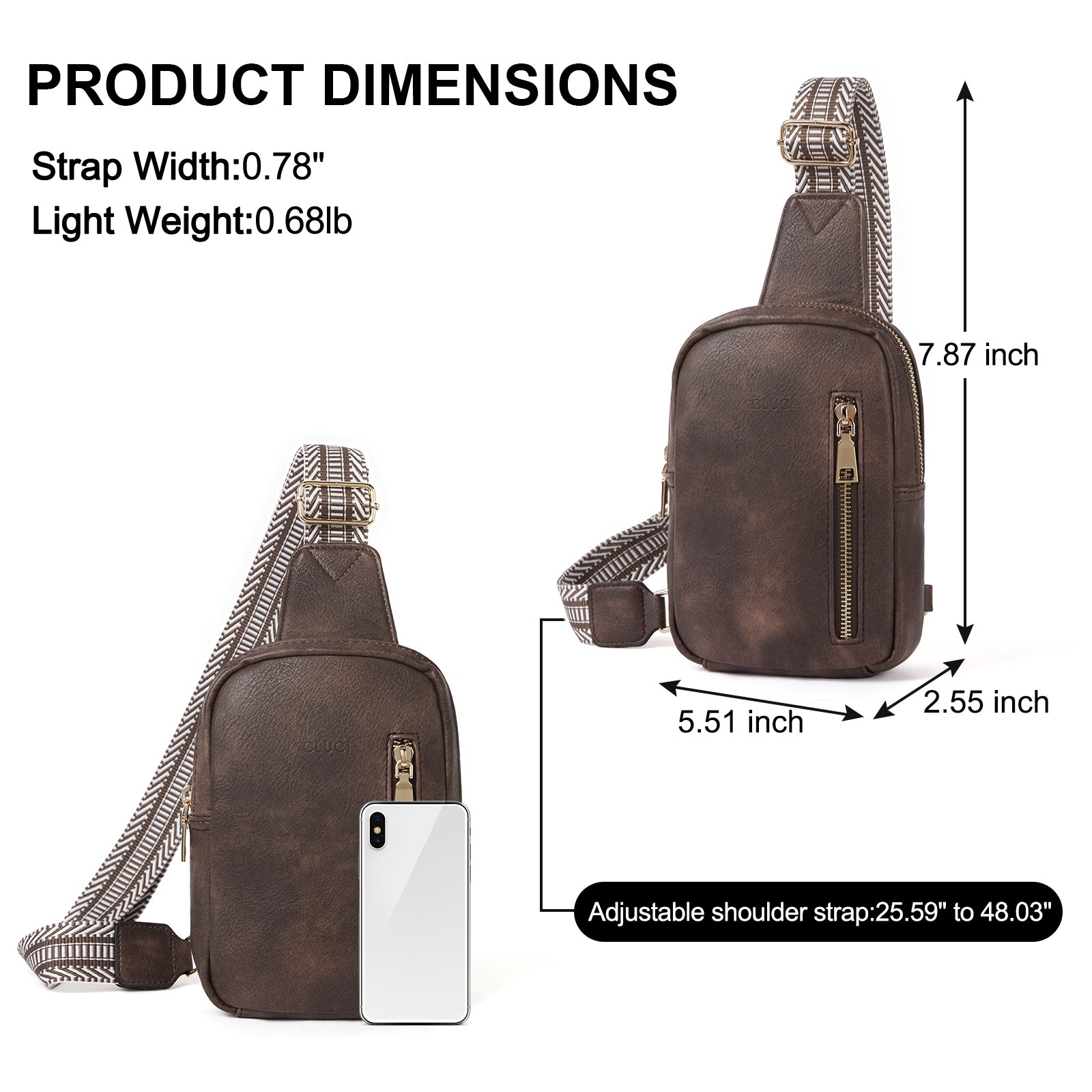 Small Vegan Leather Sling Bag for Women  Crossbody Chest Bags Trendy