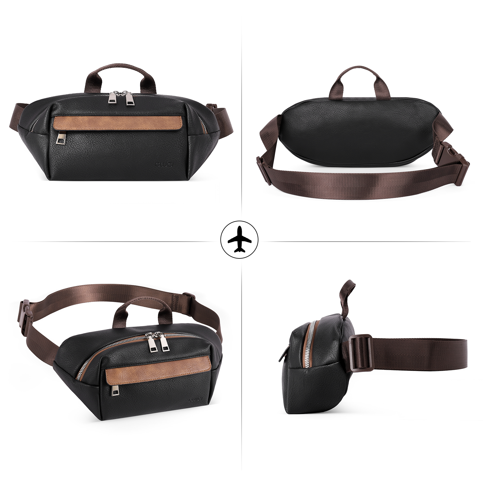 Leather Belt Bag Fanny Pack Crossbody Bags for Women Trendy Waist Bag with Adjustable Strap