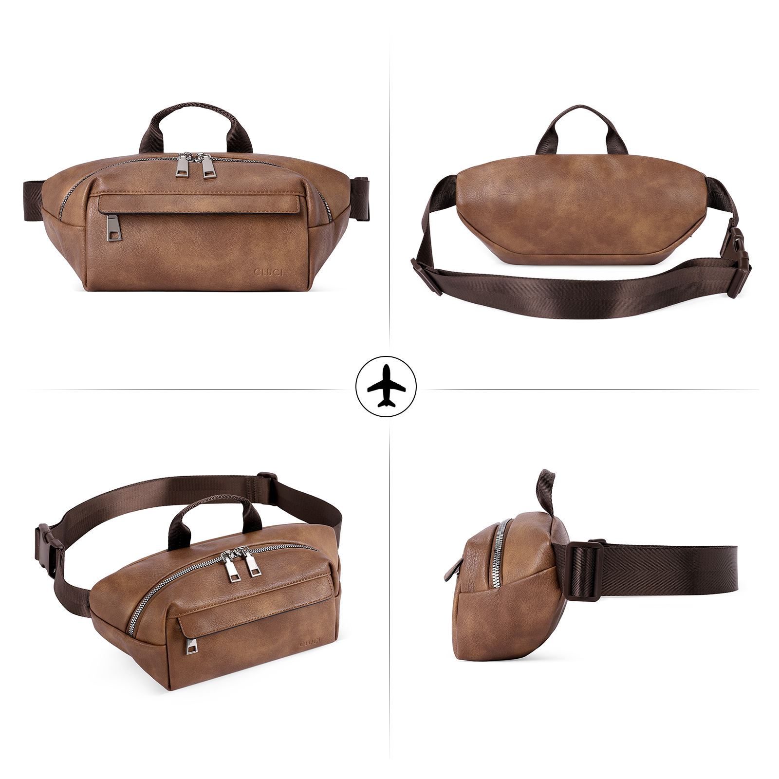 Leather Belt Bag Fanny Pack Crossbody Bags for Women Trendy Waist Bag with Adjustable Strap