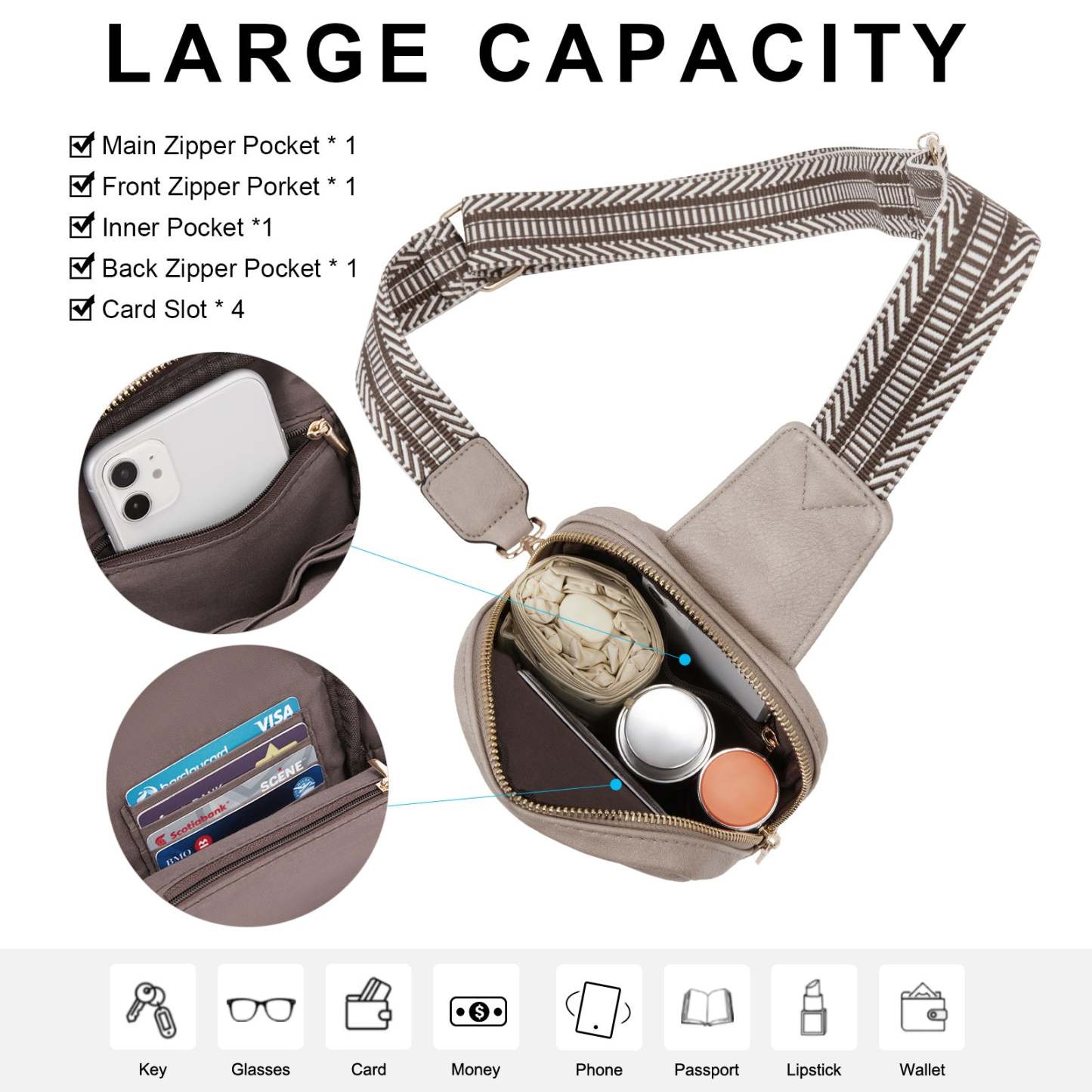 Small Vegan Leather Sling Bag for Women  Crossbody Chest Bags Trendy