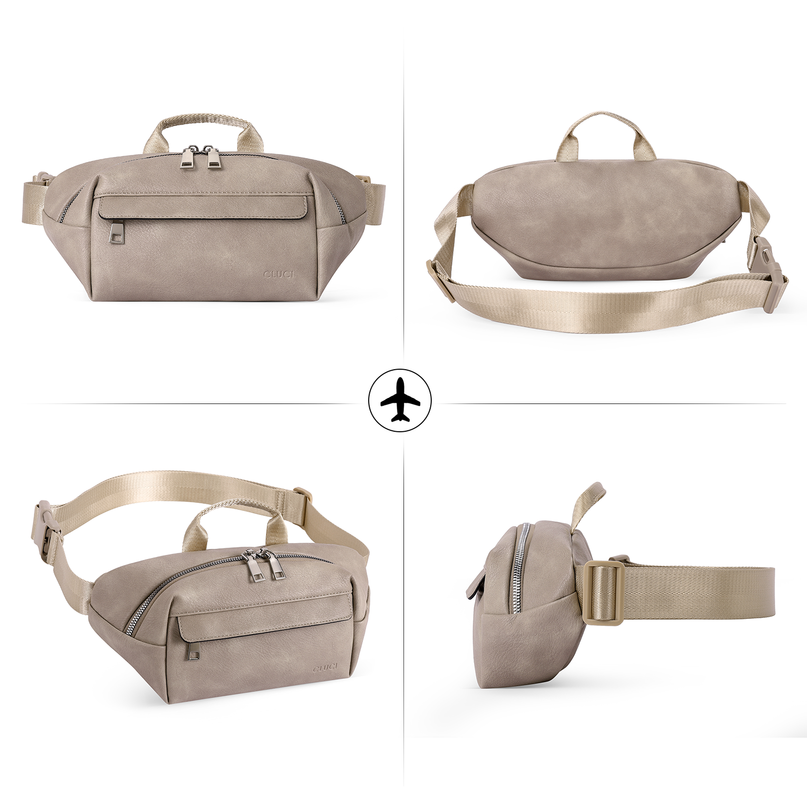 Leather Belt Bag Fanny Pack Crossbody Bags for Women Trendy Waist Bag with Adjustable Strap