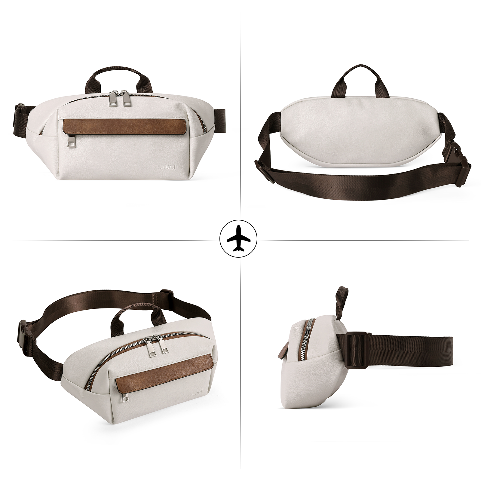 Leather Belt Bag Fanny Pack Crossbody Bags for Women Trendy Waist Bag with Adjustable Strap