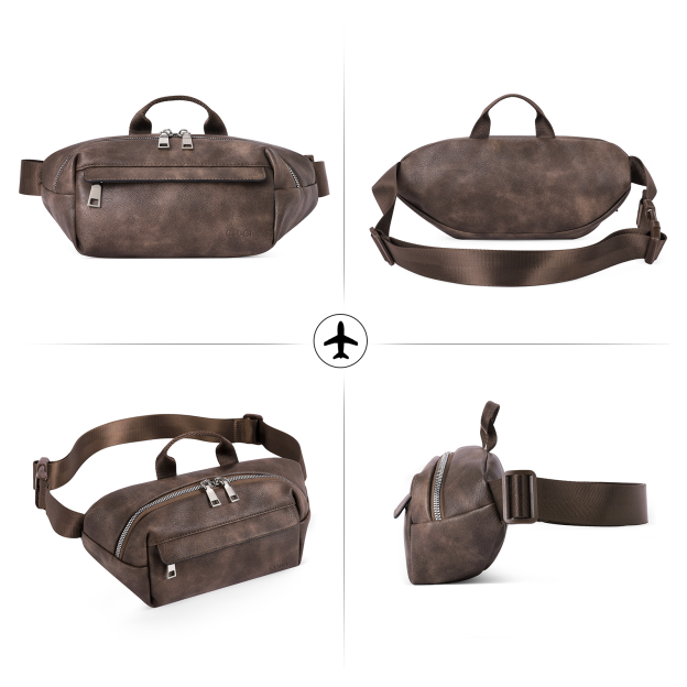 Leather Belt Bag Fanny Pack Crossbody Bags for Women Trendy Waist Bag with Adjustable Strap