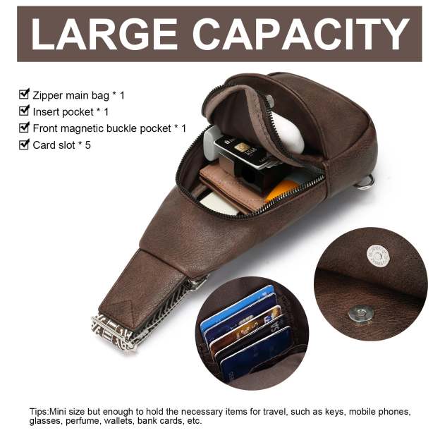 Faux Leather Small Sling Bag Fashion Waist Packs with Guitar Strap for Women's Fanny Packs