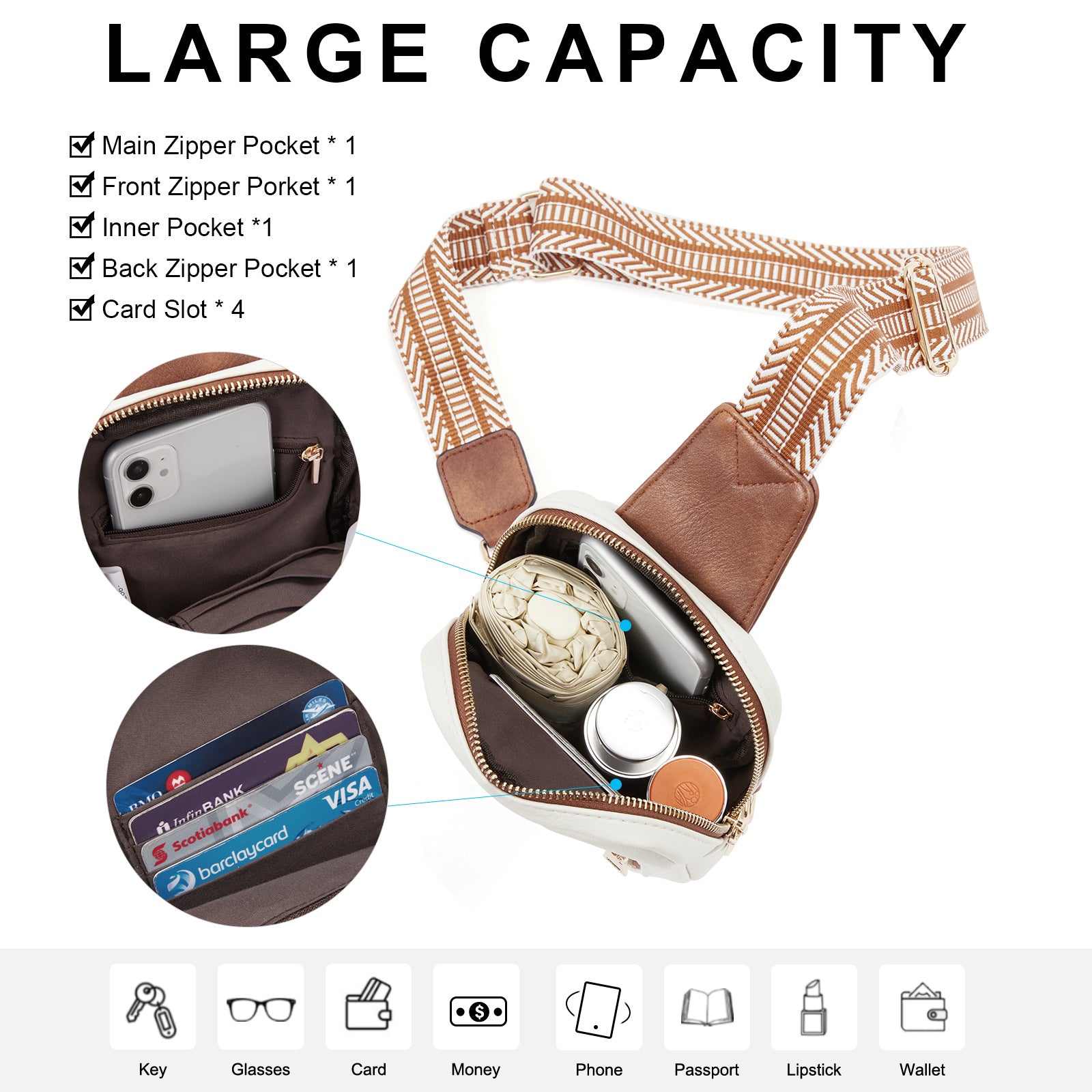 Small Vegan Leather Sling Bag for Women  Crossbody Chest Bags Trendy