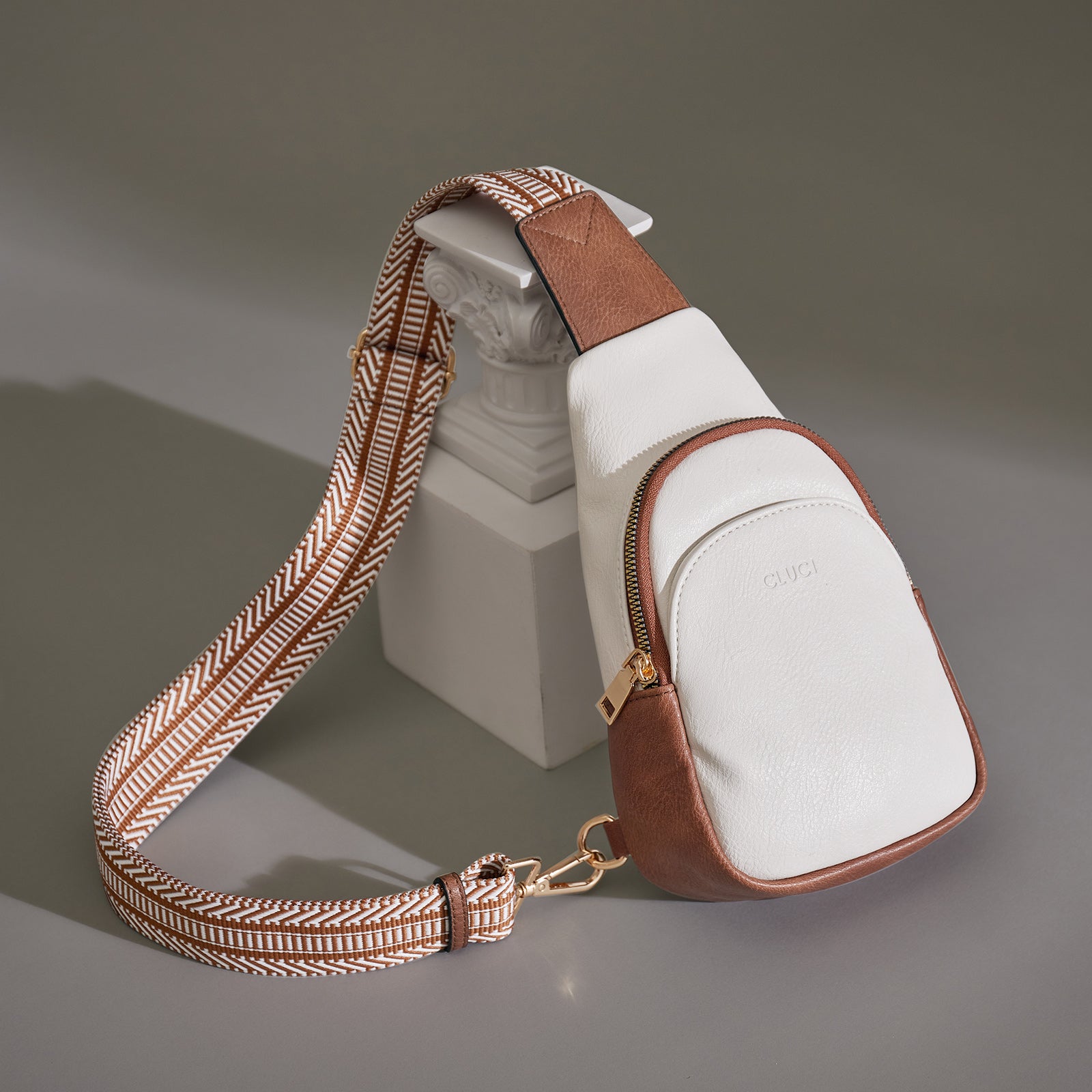 Faux Leather Small Sling Bag Fashion Waist Packs with Guitar Strap for Women's Fanny Packs