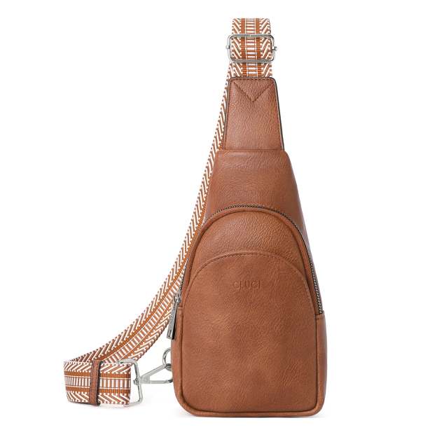 Faux Leather Small Sling Bag Fashion Waist Packs with Guitar Strap for Women's Fanny Packs