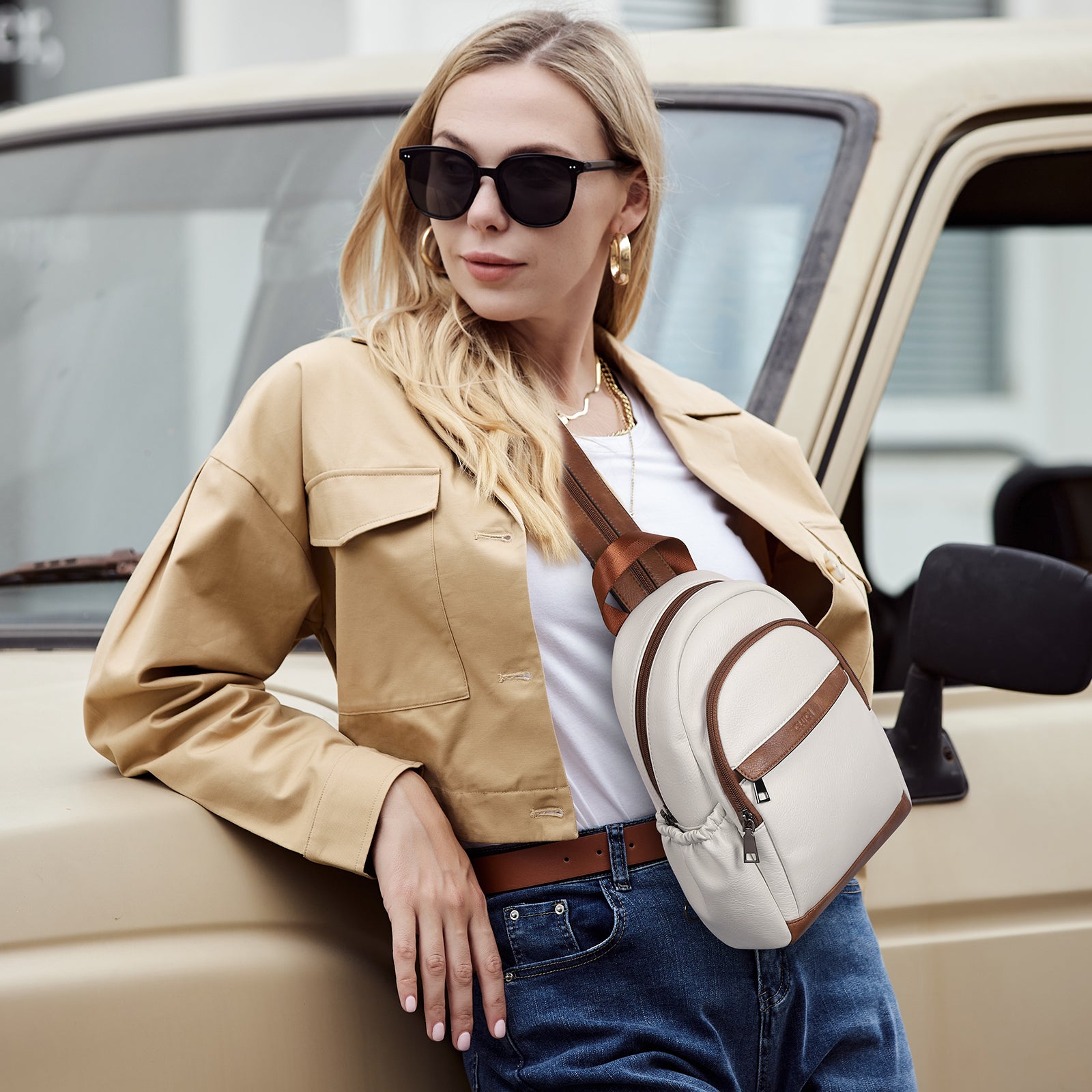 Large Size Sling Backpack Convertible Crossbody Backpack for Women Travel Hiking Cycling