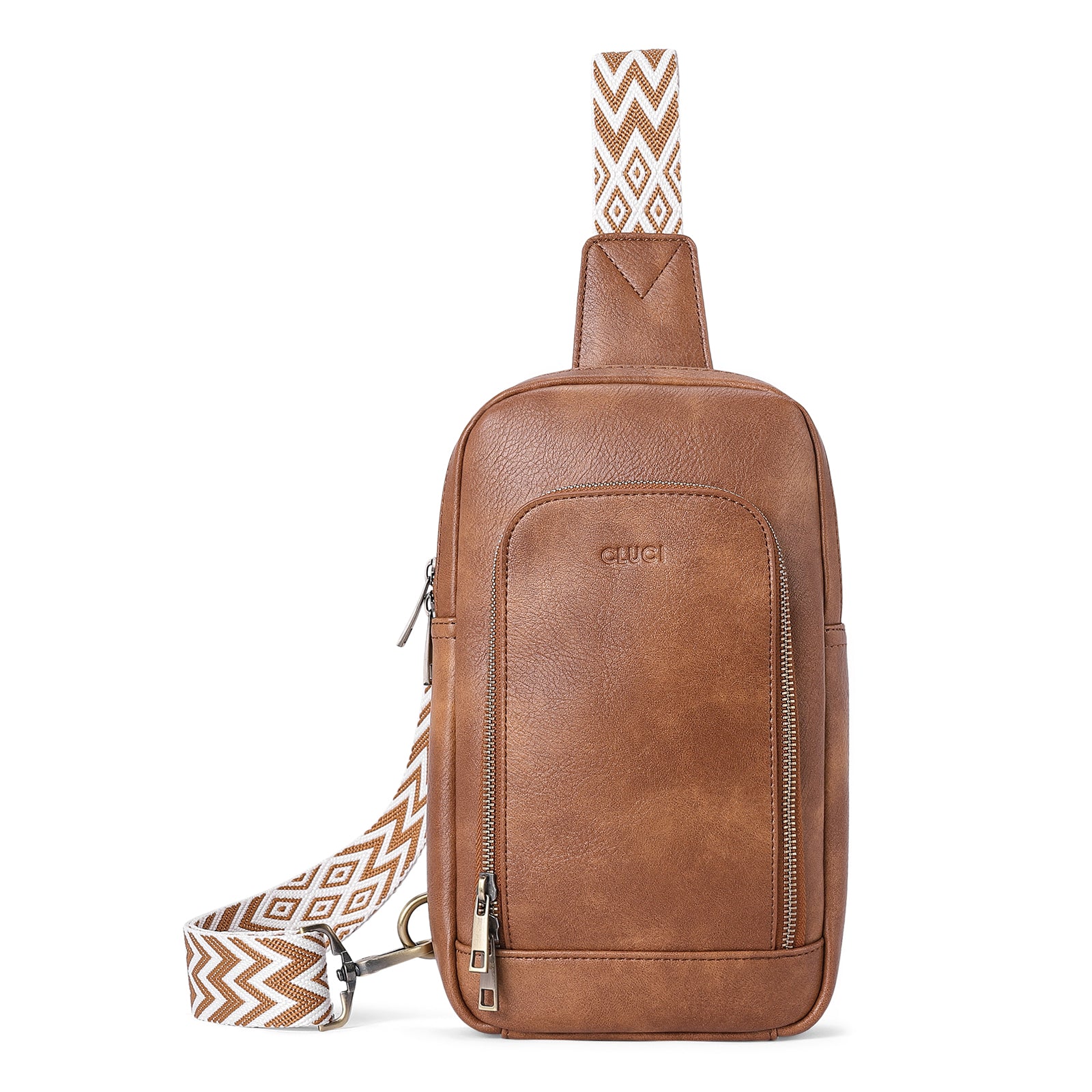 Large PU Leather Crossbody Sling Bag for Women Travel Hiking Cycling