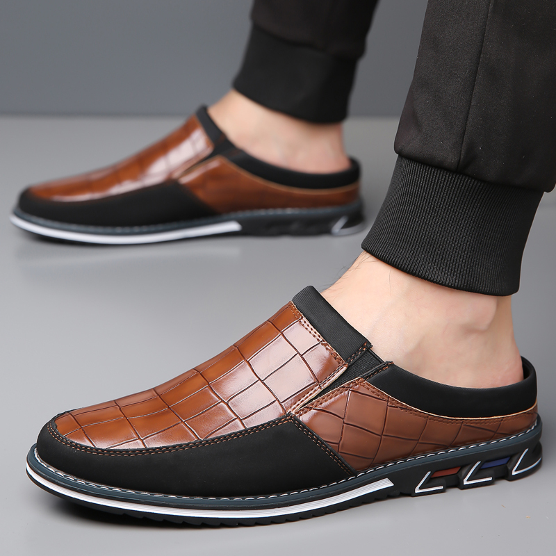 Men's Fashion Calfskin Leather Slippers