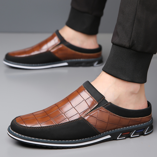 Men's Fashion Calfskin Leather Slippers