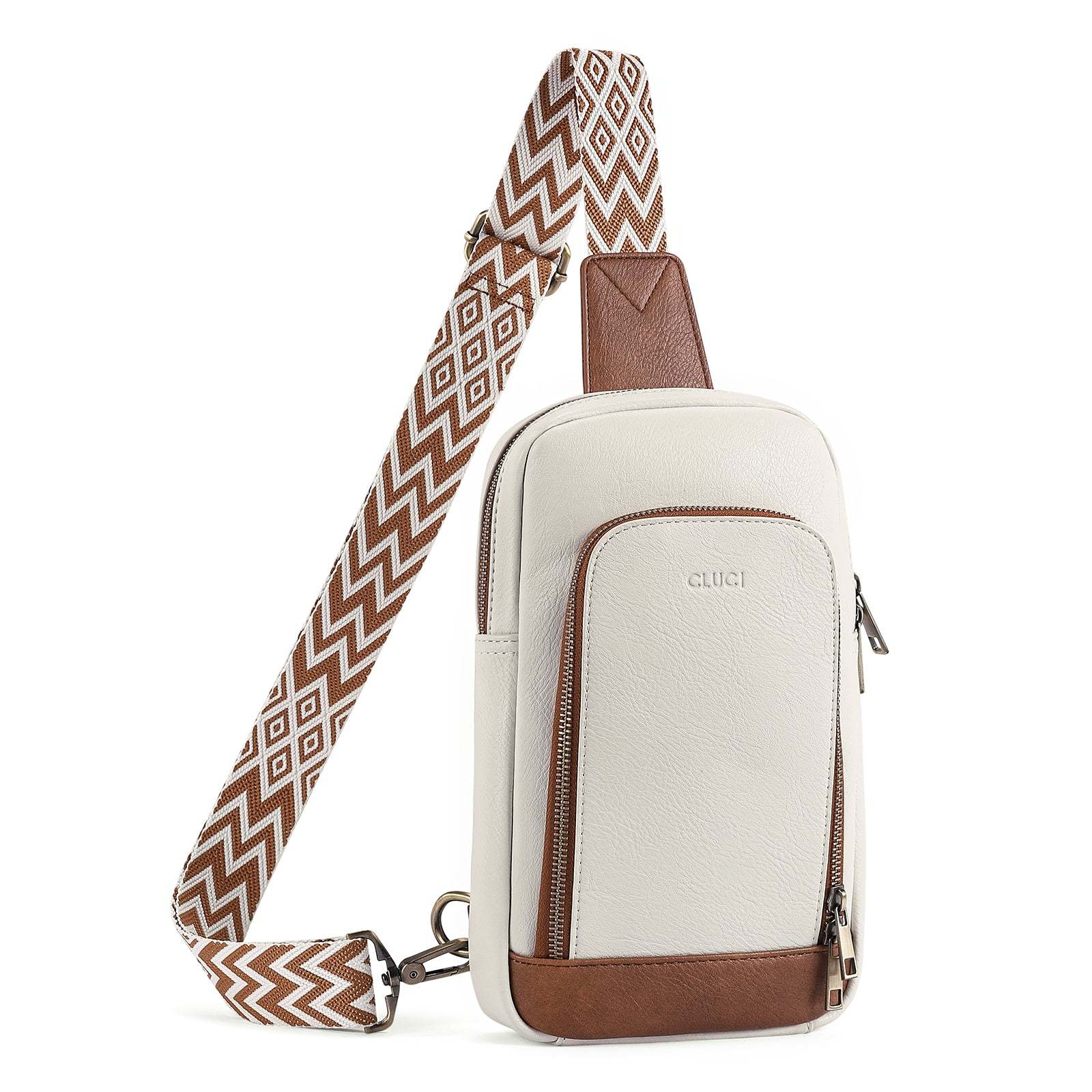 Large PU Leather Crossbody Sling Bag for Women Travel Hiking Cycling
