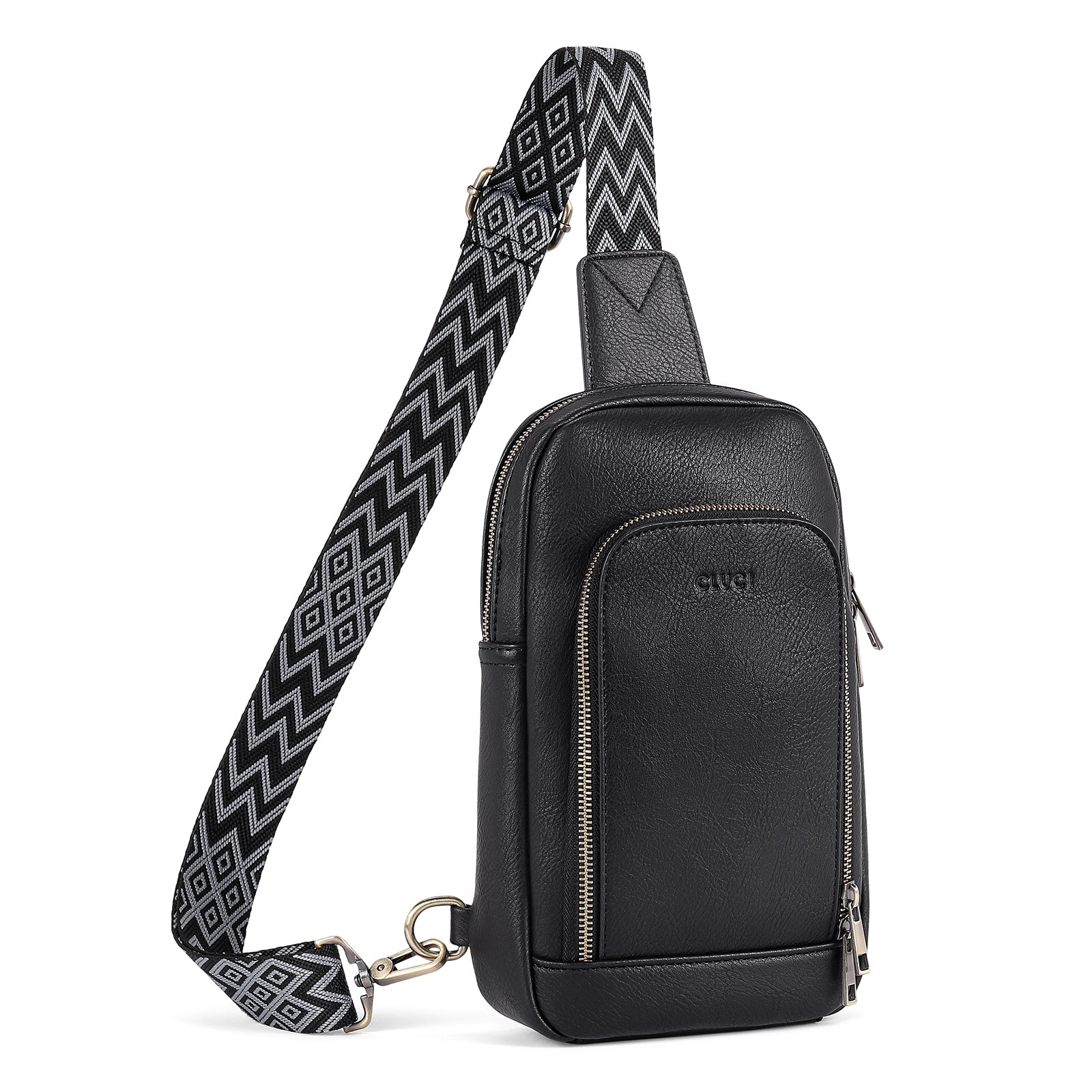 Large PU Leather Crossbody Sling Bag for Women Travel Hiking Cycling