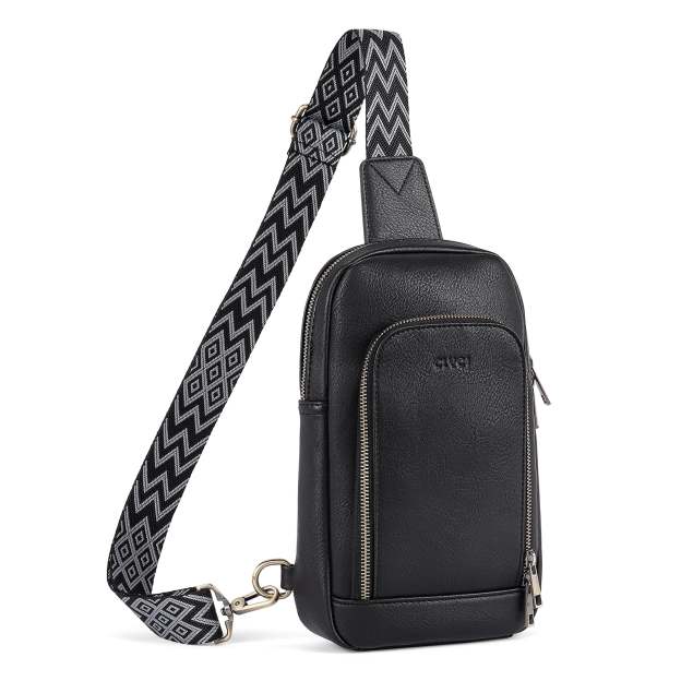 Large PU Leather Crossbody Sling Bag for Women Travel Hiking Cycling