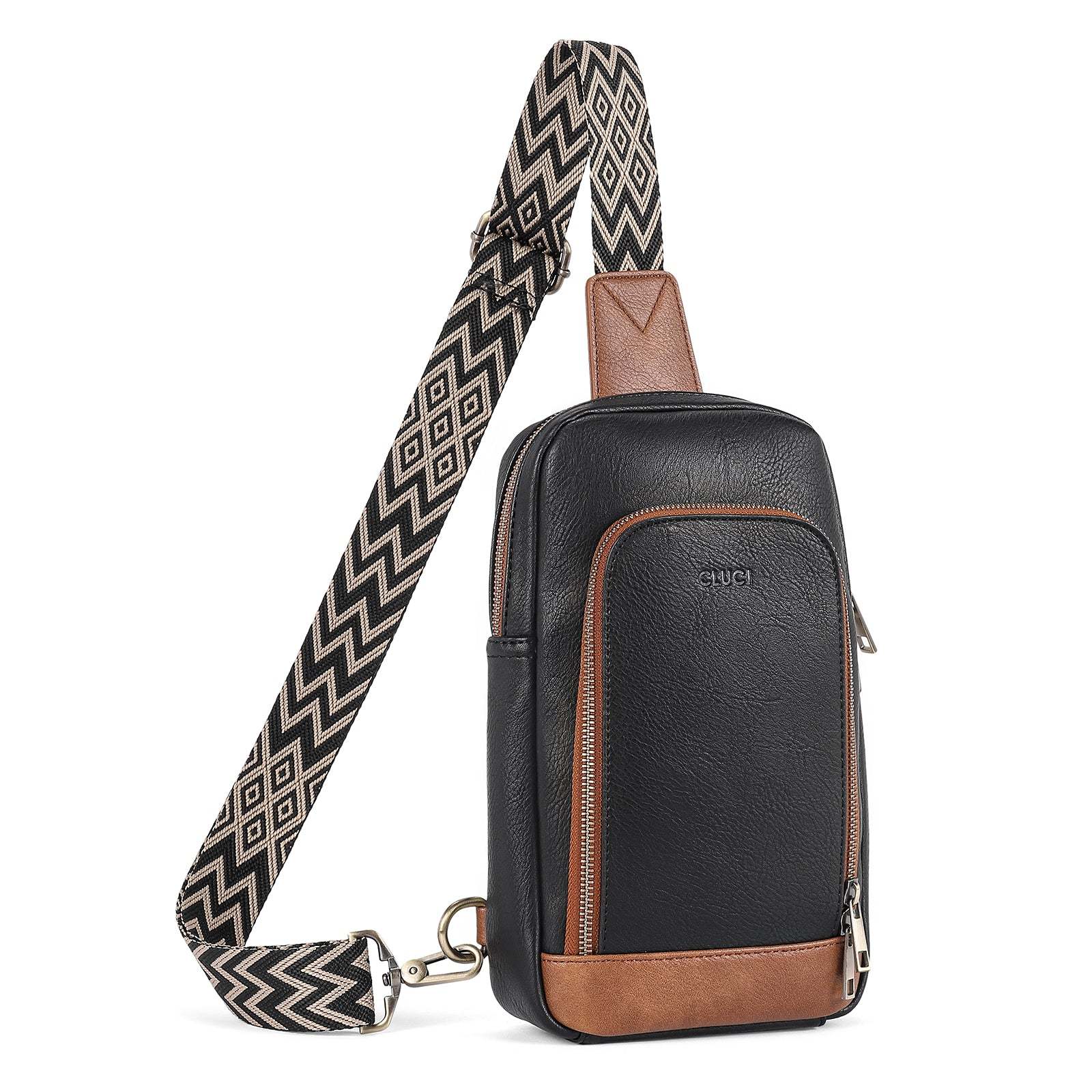 Large PU Leather Crossbody Sling Bag for Women Travel Hiking Cycling