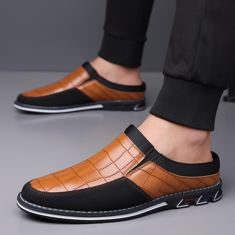 Men's Fashion Calfskin Leather Slippers