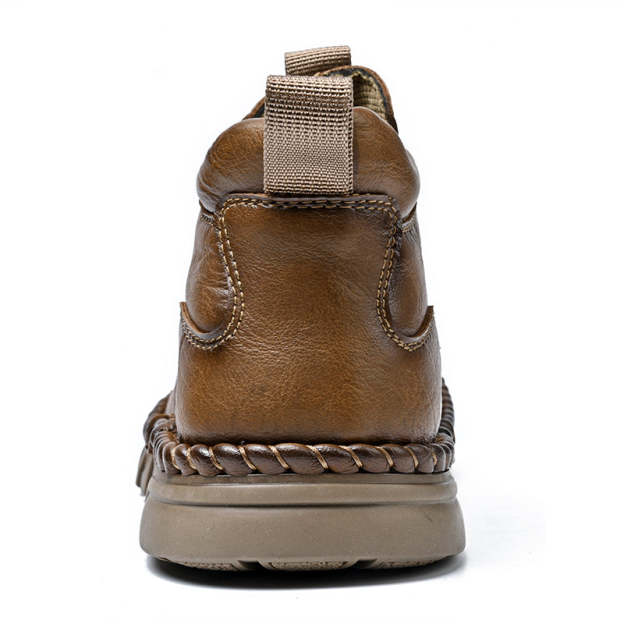 Men’s Retro Leather Zip Boots Wide Toe, Arch Support, Pressure Relief, Waterproof