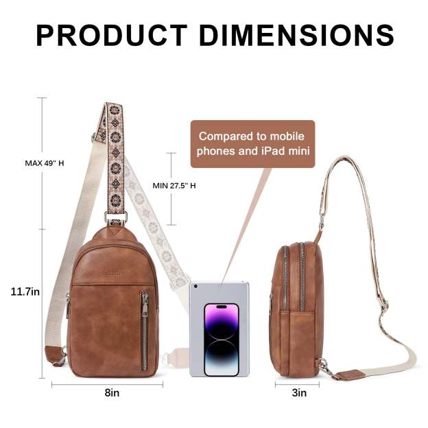 Large Leather Fanny Packs Sling Bag for Women Crossbody Purse Trendy Chest Bag