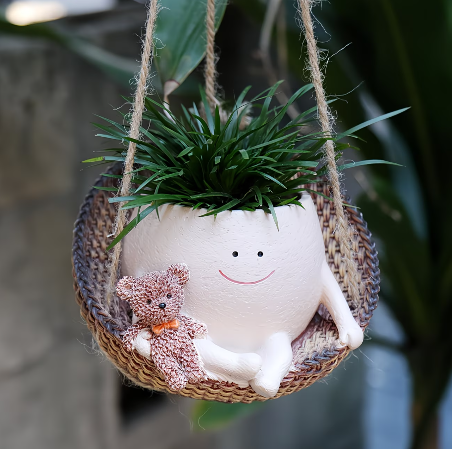 Rocking Hanging Bear Smiley Pot ATDA35483