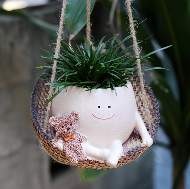 Rocking Hanging Bear Smiley Pot ATDA35483