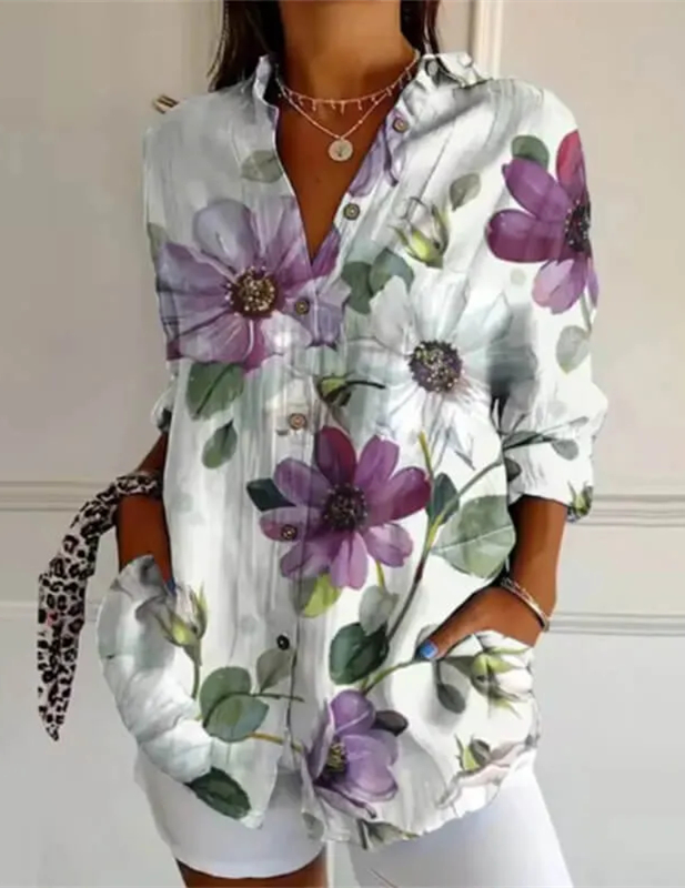 Women's floral long-sleeved shirt