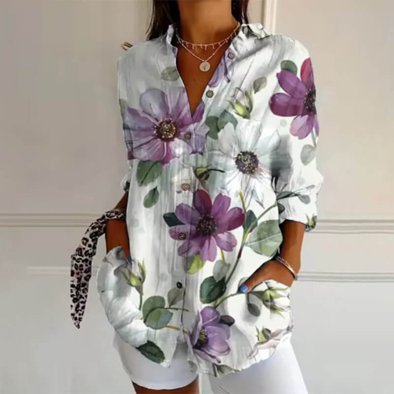 Women's floral long-sleeved shirt