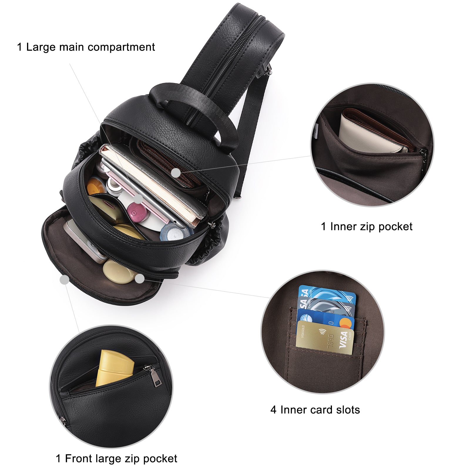 Large Size Sling Backpack Convertible Crossbody Backpack for Women Travel Hiking Cycling