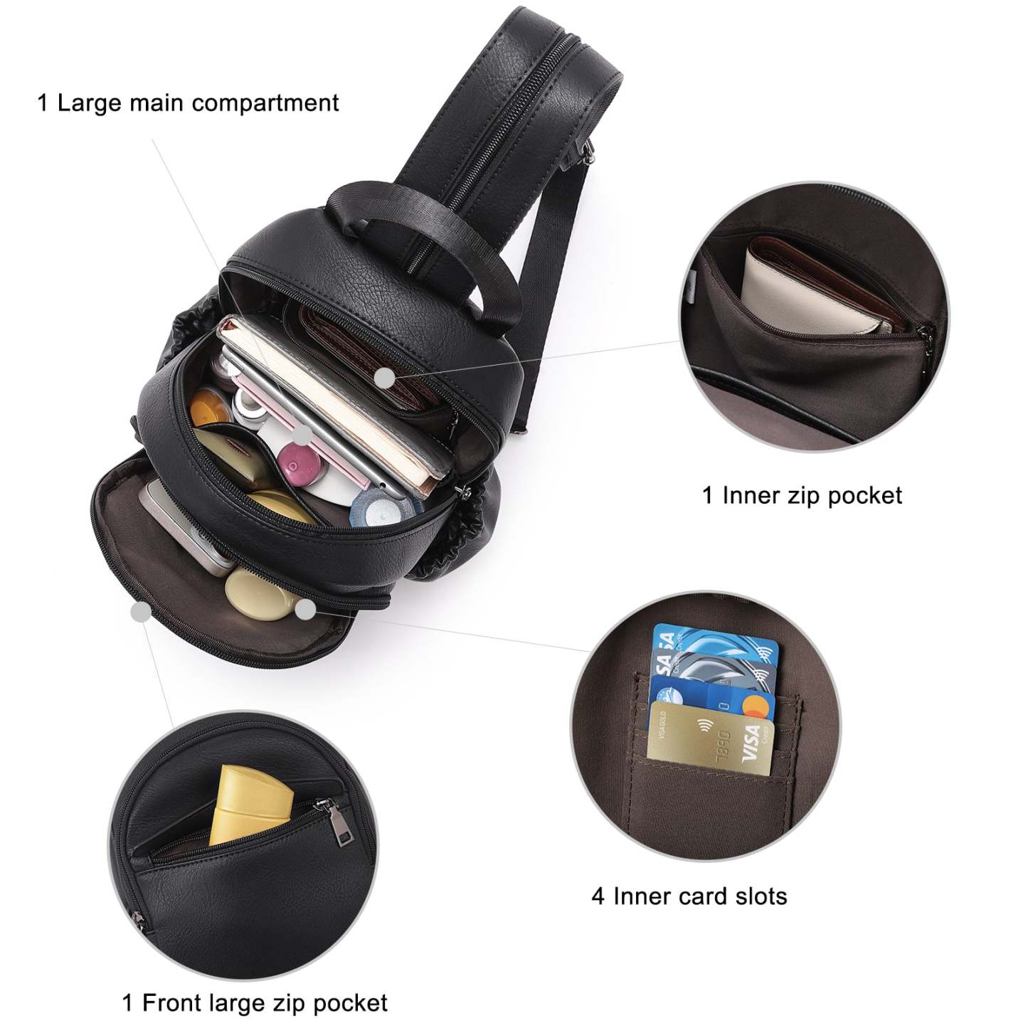 Large Size Sling Backpack Convertible Crossbody Backpack for Women Travel Hiking Cycling