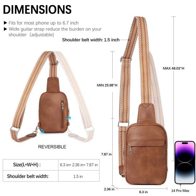 Small Sling Bag Vegan Leather Crossbody Chest Bags Trendy Women's Fanny Pack