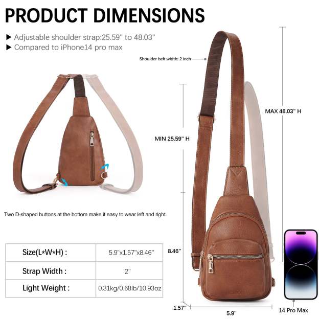 Small Sling Bag Leather Crossbody Fanny Packs Trendy Women's Chest Bag