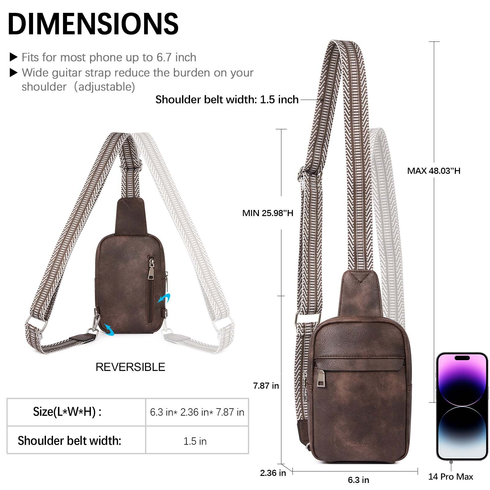 Small Sling Bag Vegan Leather Crossbody Chest Bags Trendy Women's Fanny Pack