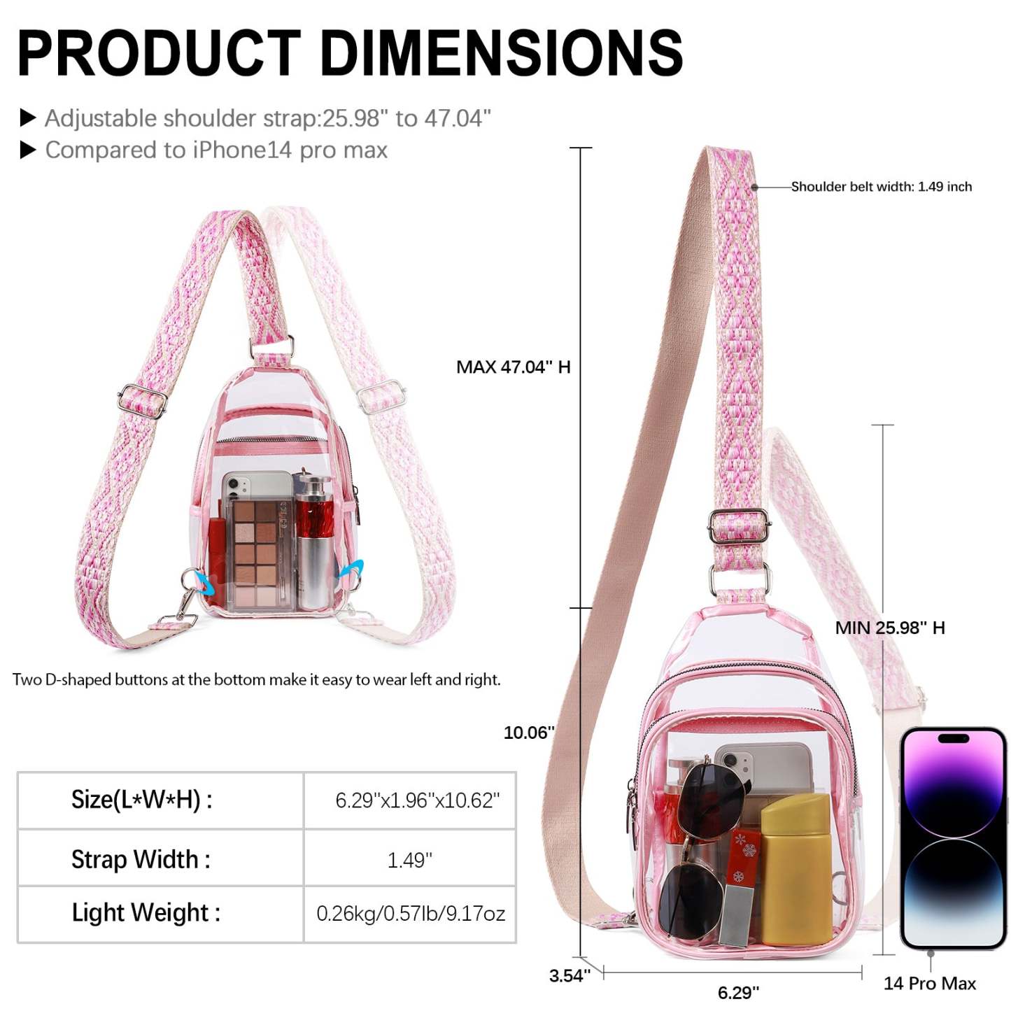 Stadium TPU Transparent Clear Sling Bag