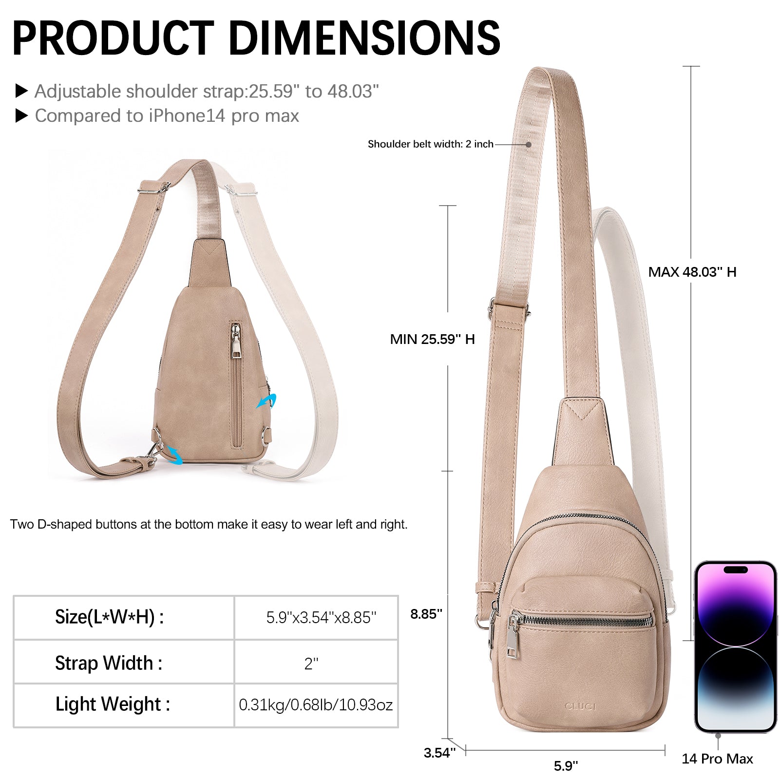 Small Sling Bag Leather Crossbody Fanny Packs Trendy Women's Chest Bag