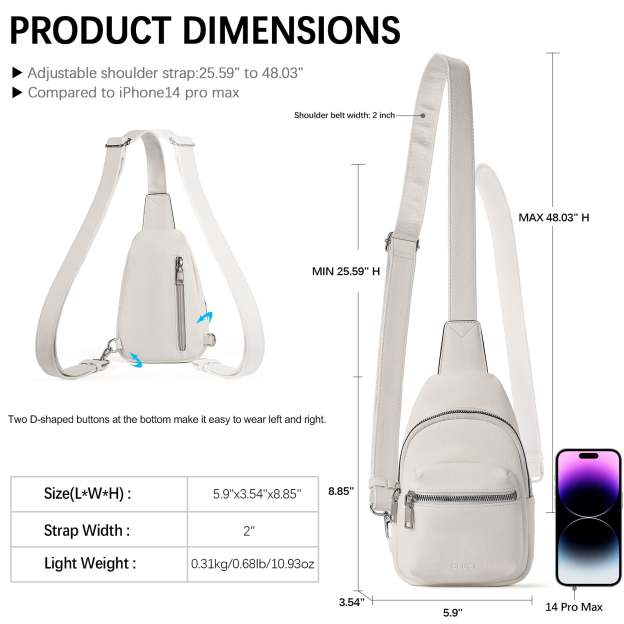 Small Sling Bag Leather Crossbody Fanny Packs Trendy Women's Chest Bag