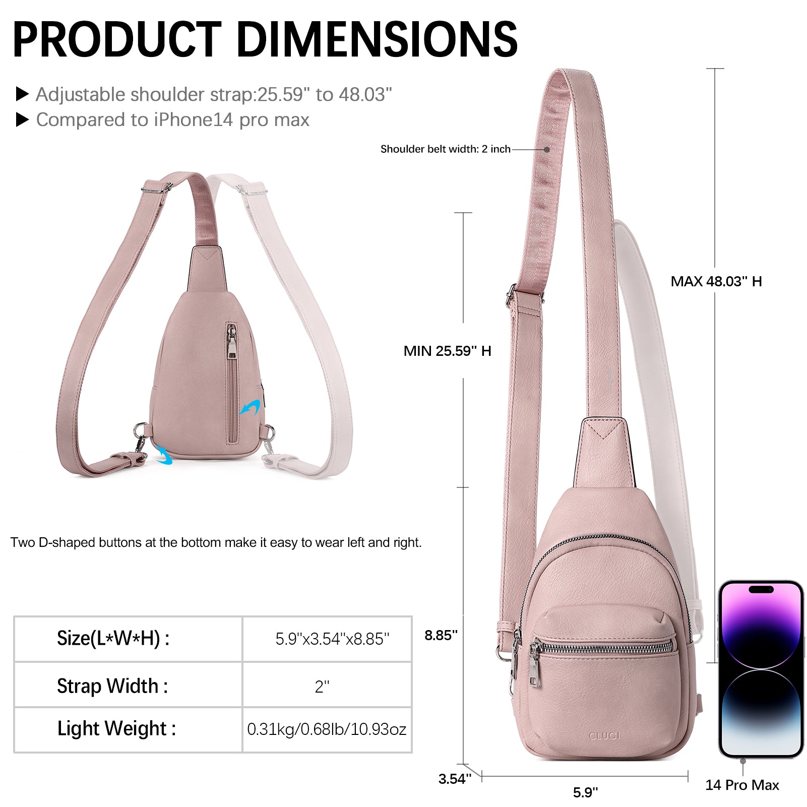 Small Sling Bag Leather Crossbody Fanny Packs Trendy Women's Chest Bag