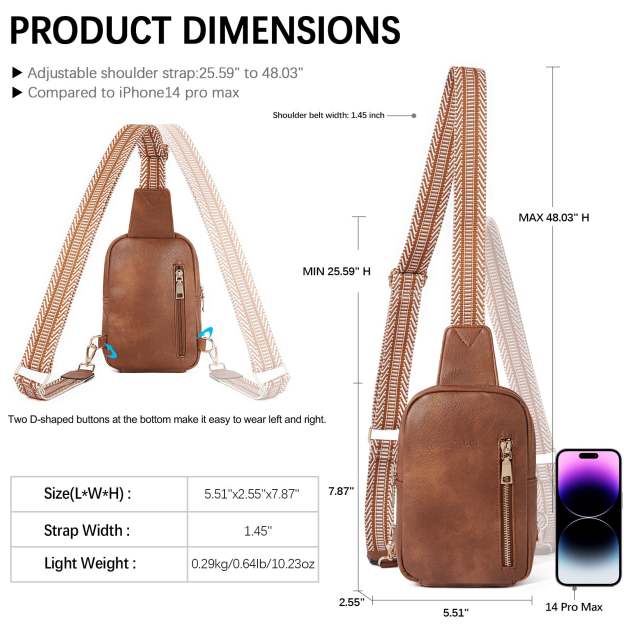 Small Vegan Leather Sling Bag for Women  Crossbody Chest Bags Trendy