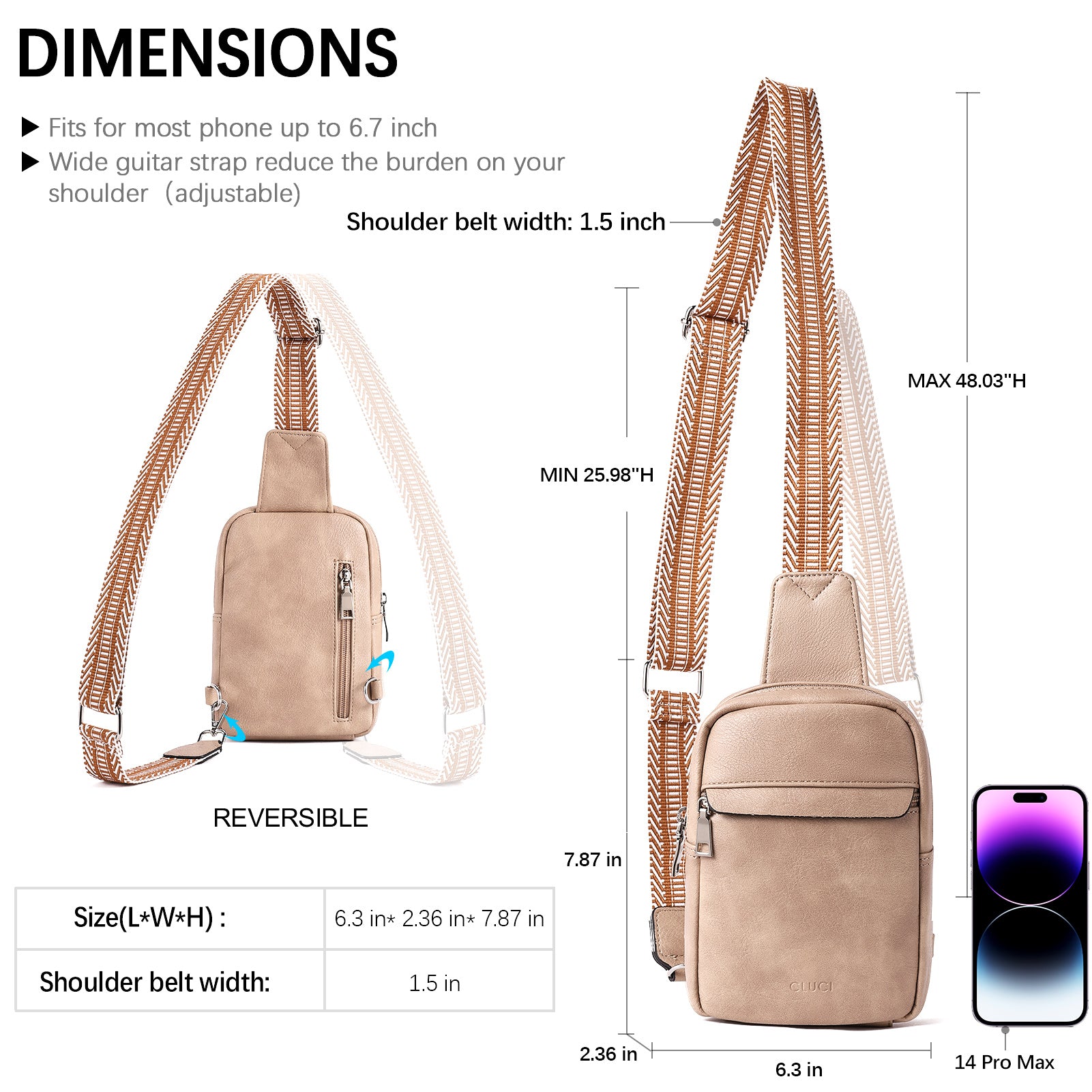 Small Sling Bag Vegan Leather Crossbody Chest Bags Trendy Women's Fanny Pack