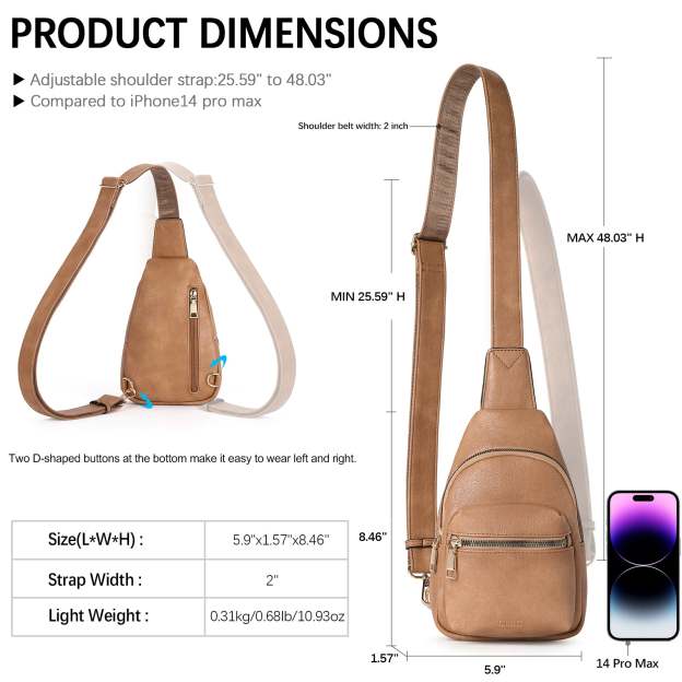 Small Sling Bag Leather Crossbody Fanny Packs Trendy Women's Chest Bag