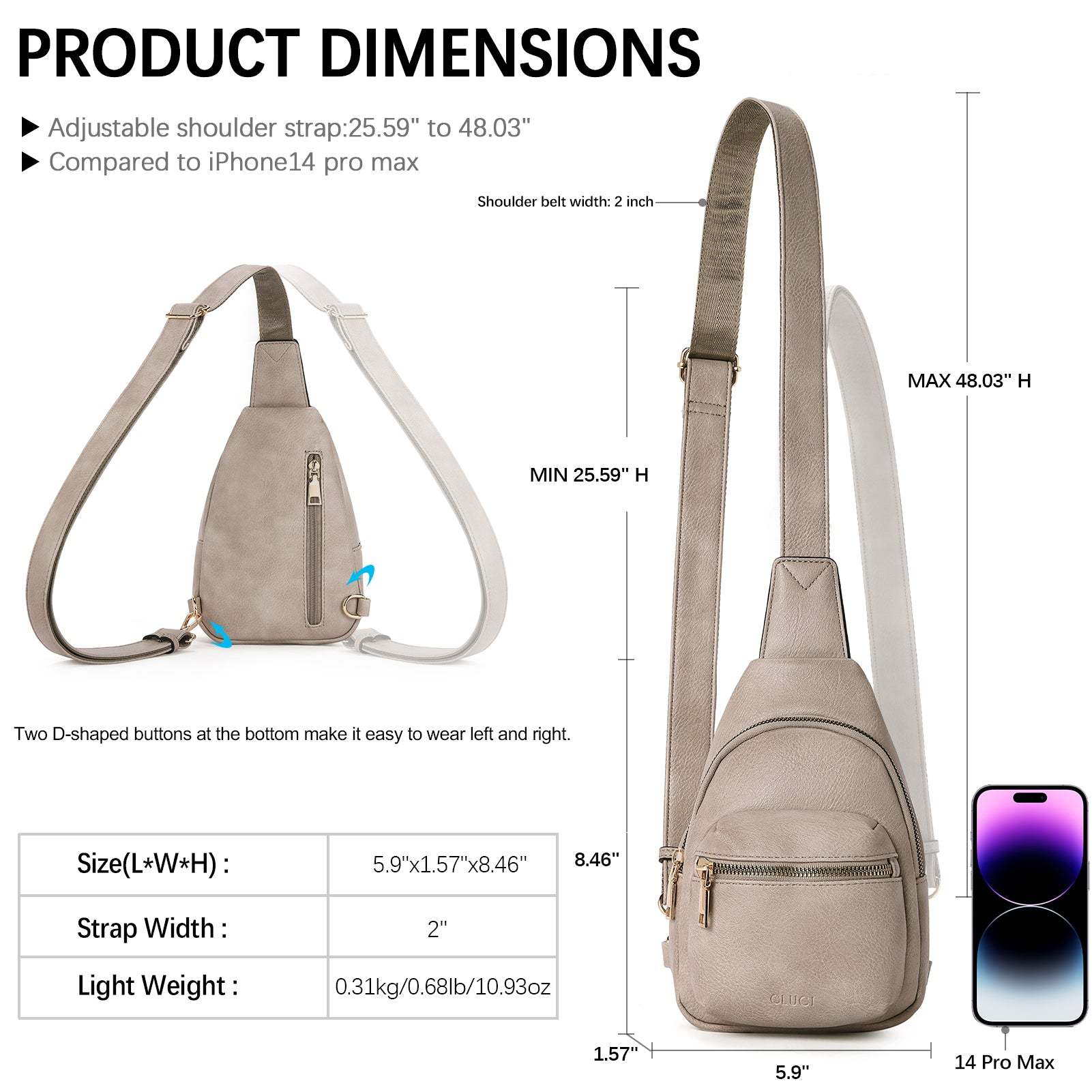 Small Sling Bag Leather Crossbody Fanny Packs Trendy Women's Chest Bag