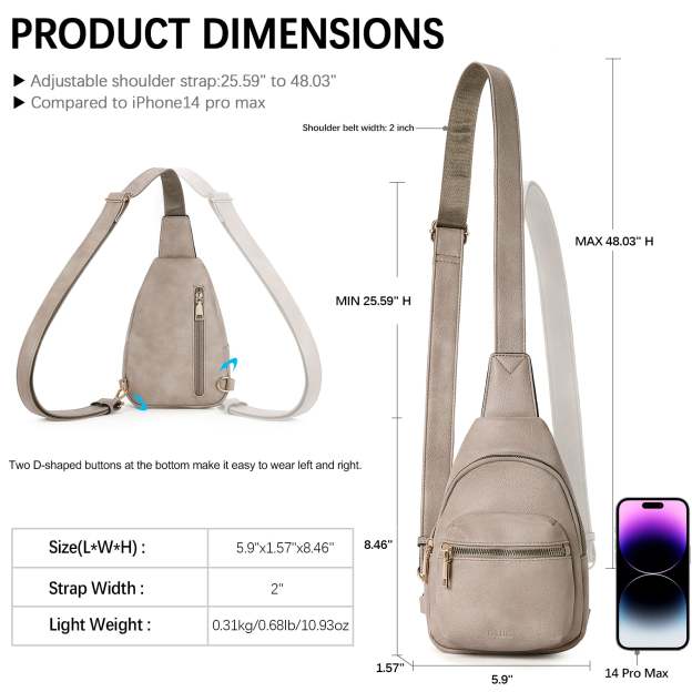 Small Sling Bag Leather Crossbody Fanny Packs Trendy Women's Chest Bag