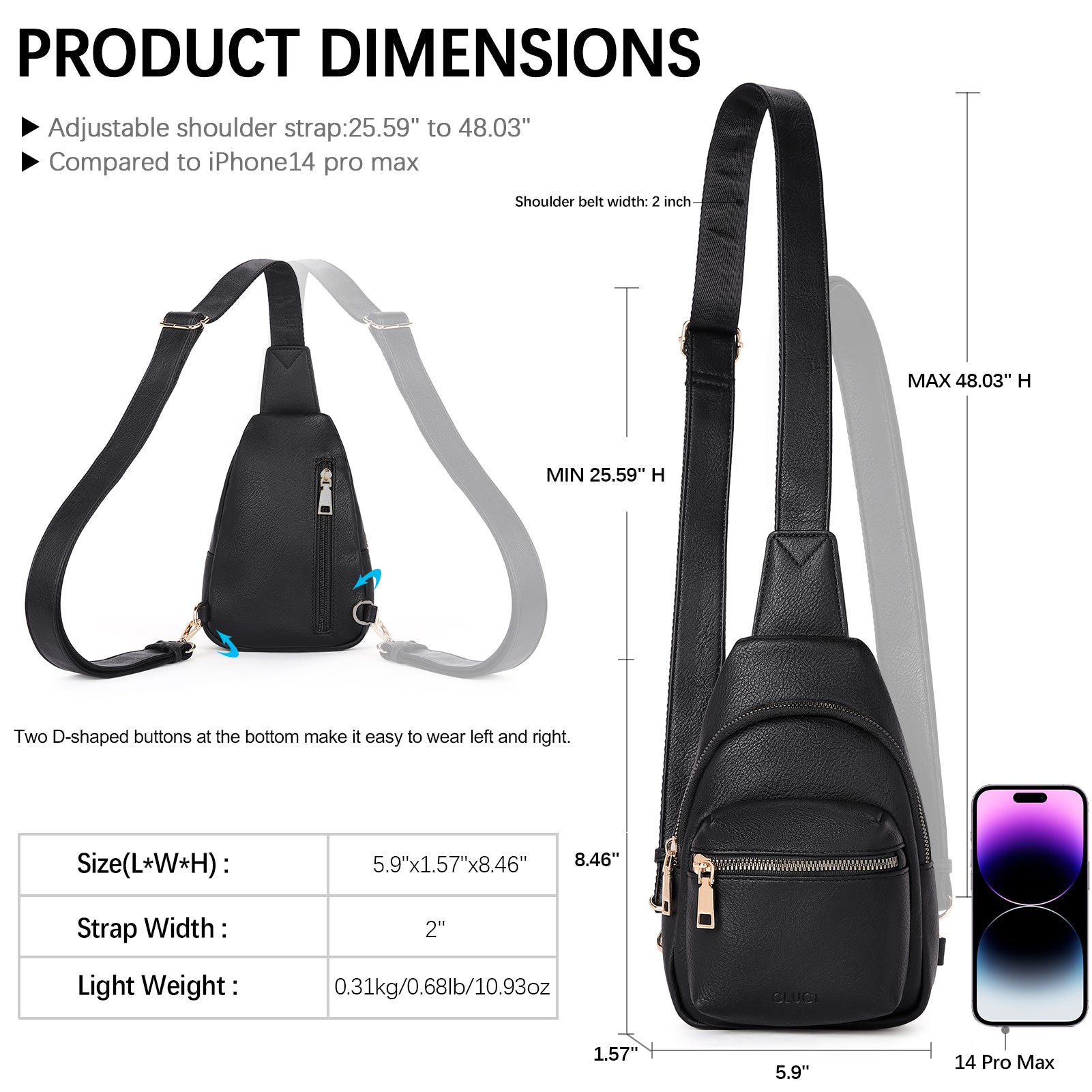 Small Sling Bag Leather Crossbody Fanny Packs Trendy Women's Chest Bag