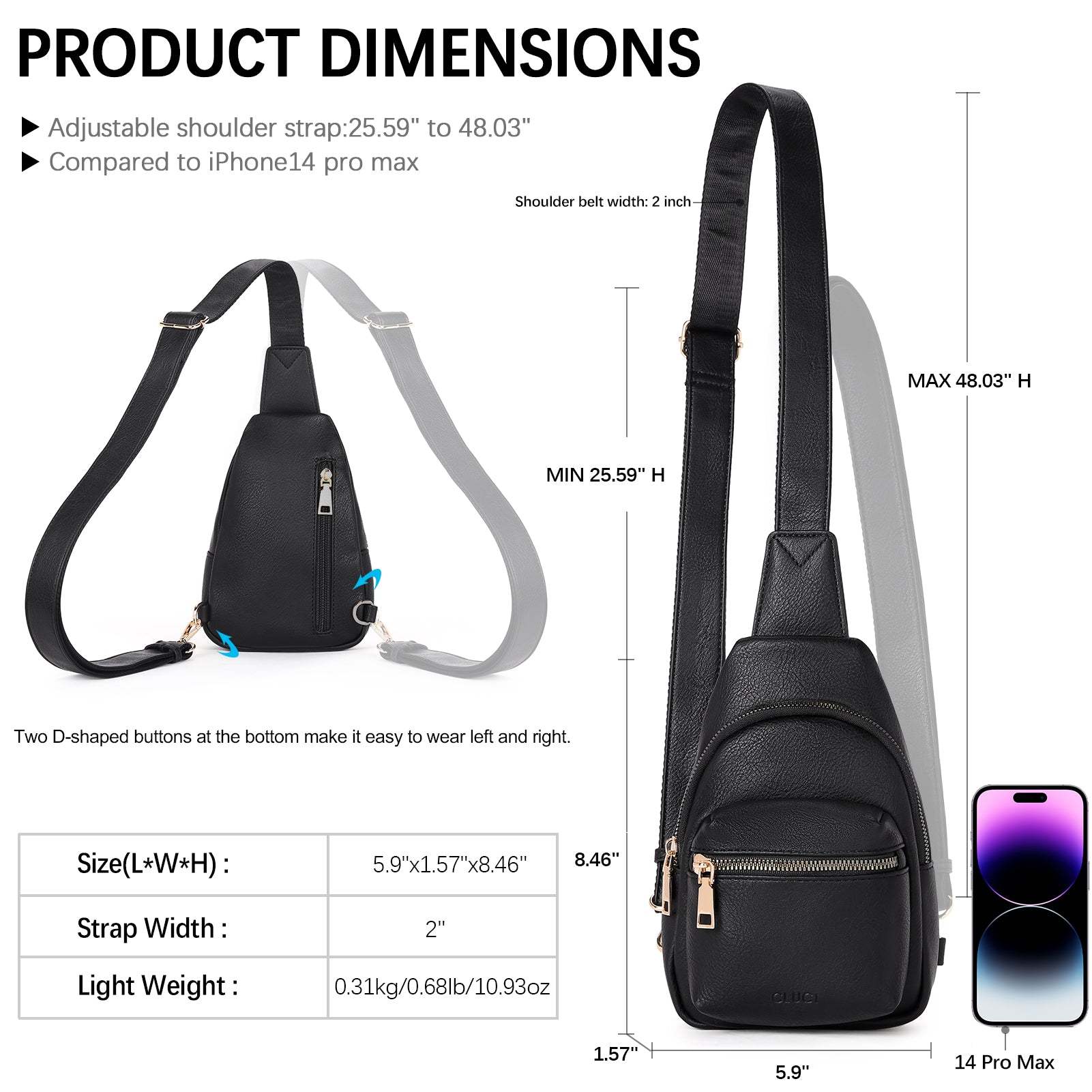 Small Sling Bag Leather Crossbody Fanny Packs Trendy Women's Chest Bag