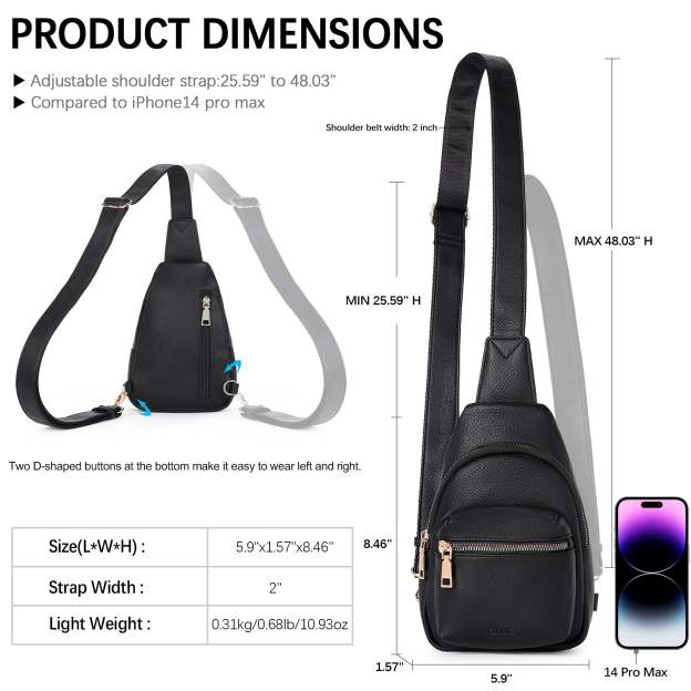 Small Sling Bag Leather Crossbody Fanny Packs Trendy Women's Chest Bag