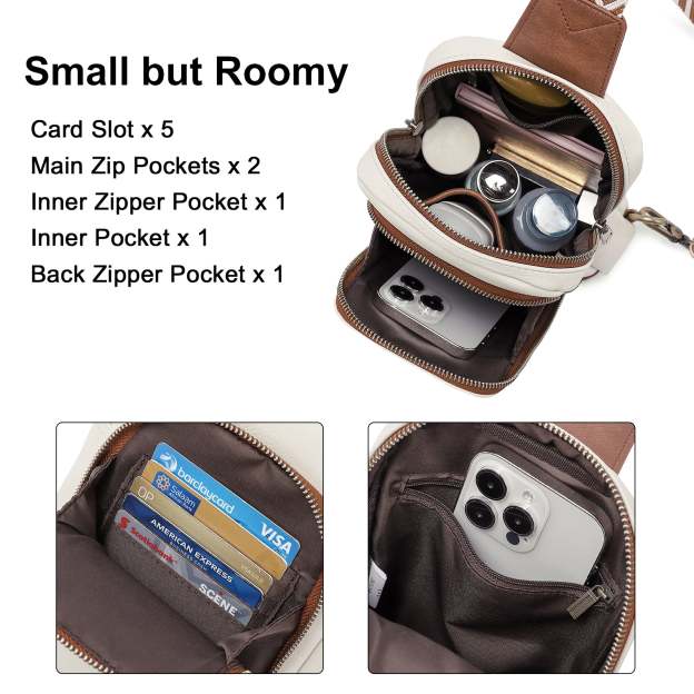 Large PU Leather Crossbody Sling Bag for Women Travel Hiking Cycling