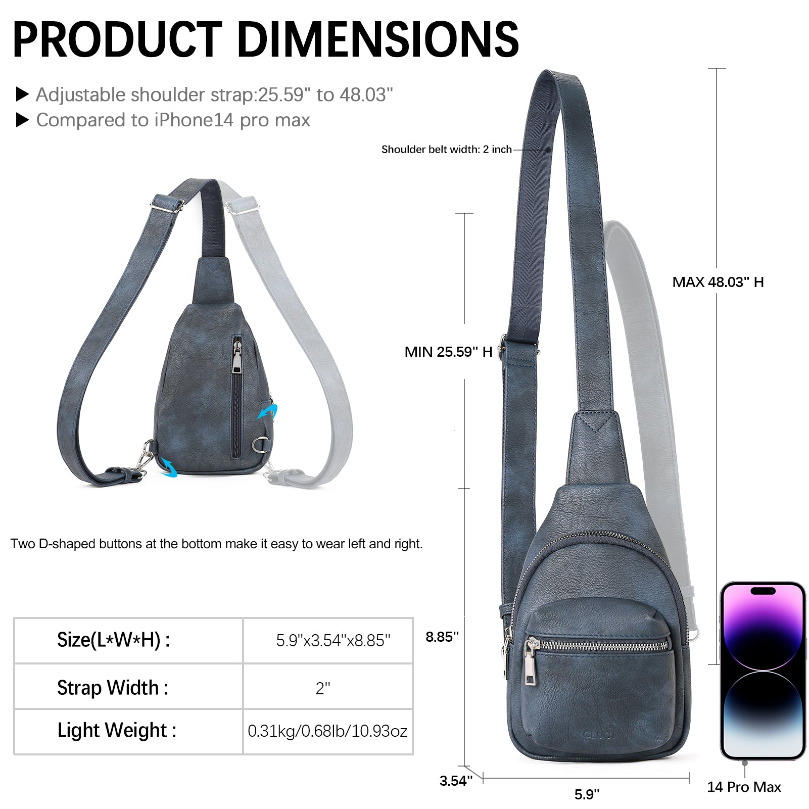 Small Sling Bag Leather Crossbody Fanny Packs Trendy Women's Chest Bag