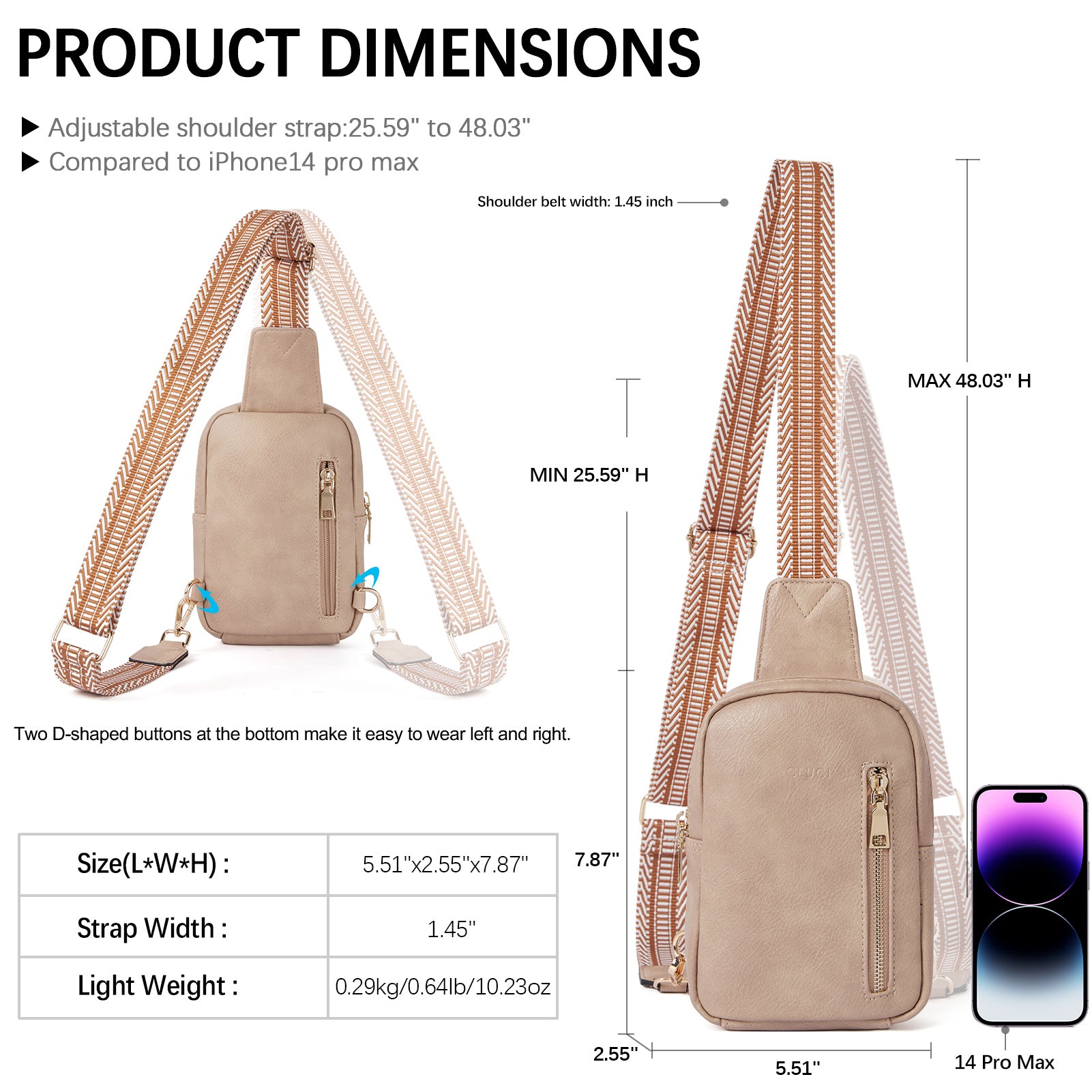 Small Vegan Leather Sling Bag for Women  Crossbody Chest Bags Trendy