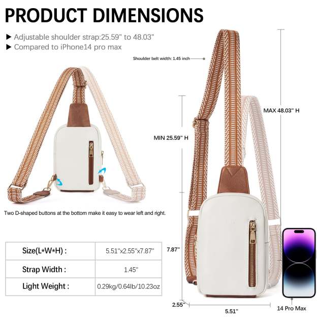 Small Vegan Leather Sling Bag for Women  Crossbody Chest Bags Trendy