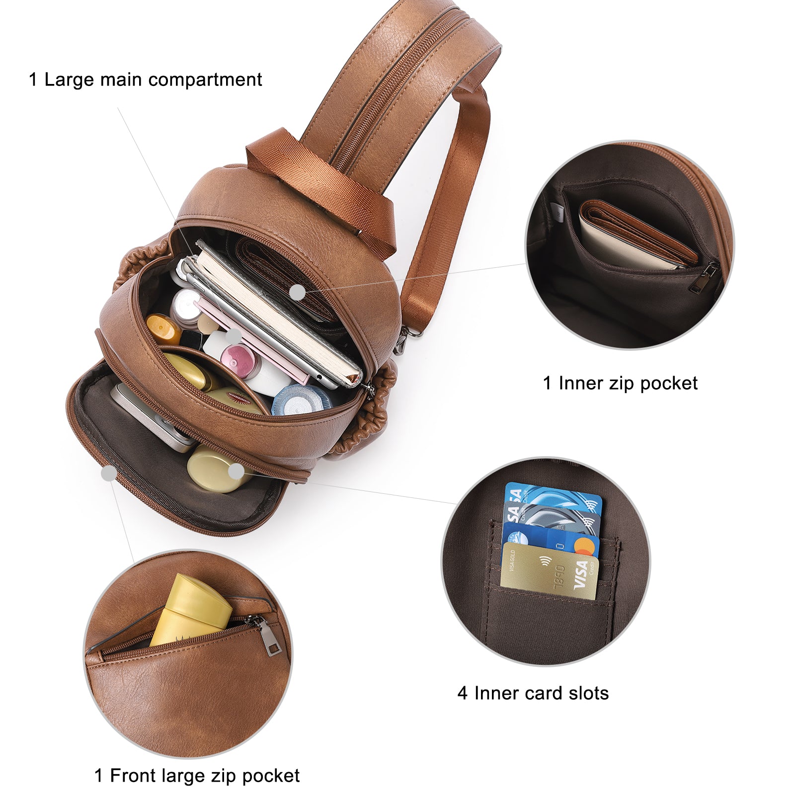 Large Size Sling Backpack Convertible Crossbody Backpack for Women Travel Hiking Cycling